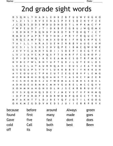 2nd Grade Sight Word Word Search Puzzles Bonnie 2nd Grade Word Search - 2nd Grade Word Search