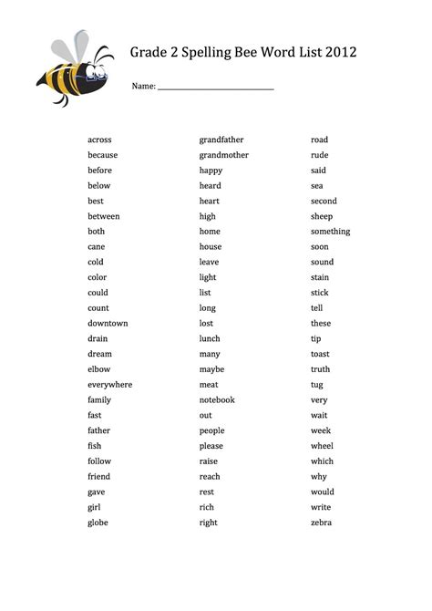 2nd Grade Spelling Bee Words 2nd Grade Spelling Bee List - 2nd Grade Spelling Bee List