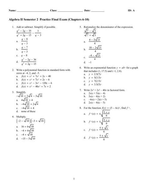 2nd semester algebra 2 study guide answers. - Guida allo studio stargirl domande risposte.