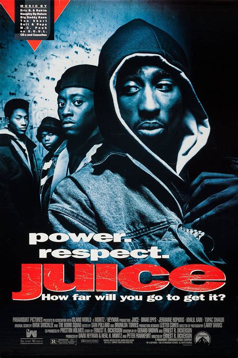 2pac juice movie. Movie Info. Four Harlem friends -- Bishop (Tupac Shakur), Q (Omar Epps), Steel (Jermaine Hopkins) and Raheem (Khalil Kain) -- dabble in petty crime, but they decide to go big by knocking off a ... 