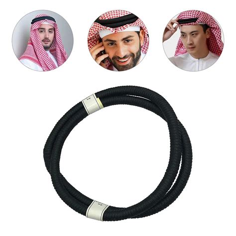 2pcs Men Arab Head Scarf Rope Turban Headband Middle East Desert Head Wrap