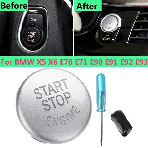 2pcs Silver Engine Start Stop Push Switch Button Cover For BMW …