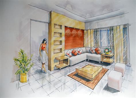 2point Interior Design Perspective Drawing Manual Rendering How to