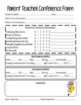 3+ Parent Teacher Conference Forms Free Download