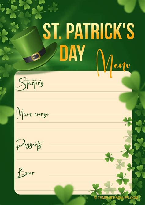 3+ St. Patricks Menu Template Free Download