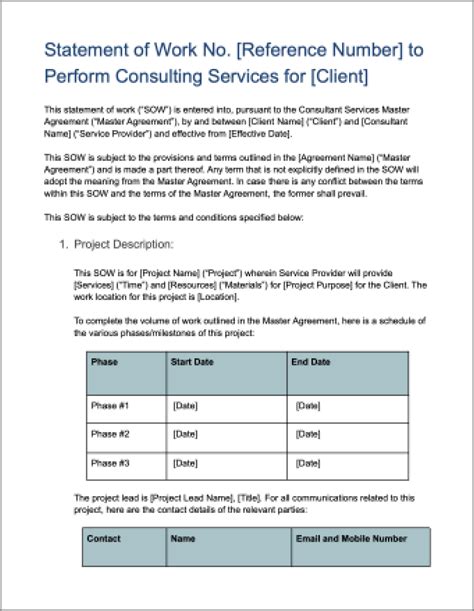 3+ Statement of Work Template Free Download