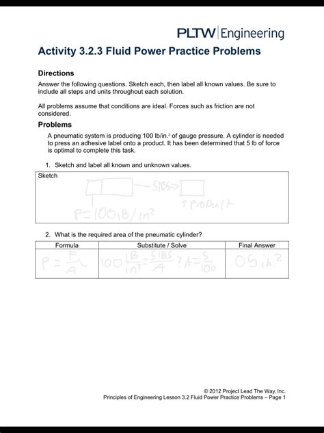 3 2 3 A FluidPowerPracticeProblems - Activity 3.2.3 Fluid Power ...