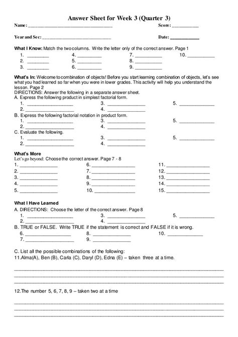 3 Answer Work