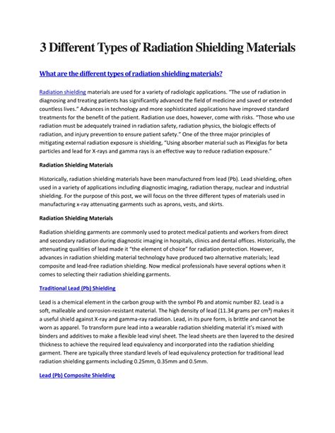 3 Different Types of Radiation Shielding Materials - wintechmobiles.com