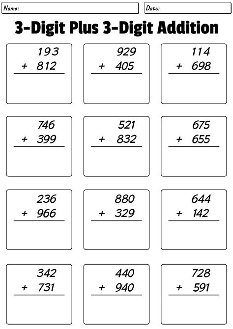 3 Digit Addition Worksheets Printable Math Worksheets Printable