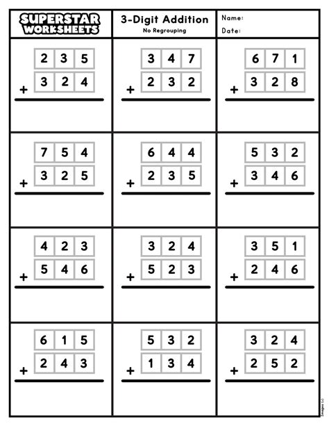 3 Digit Addition Worksheets with Answer Key