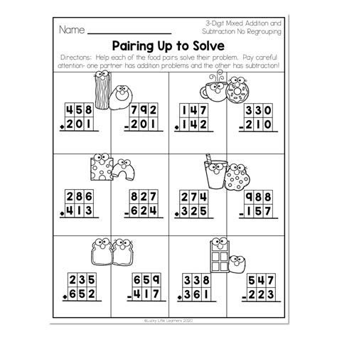3 Digit Addition and Subtraction Worksheets With and Without Regrouping