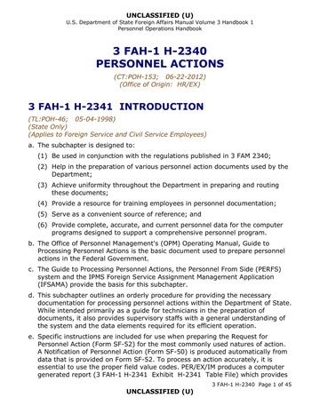 3 FAM 2340 PERSONNEL ACTIONS - United States Department of …