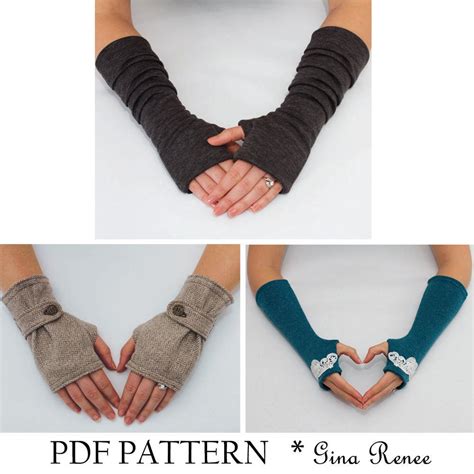 3 Fingerless Gloves Patterns. PDF Glove Sewing Patterns