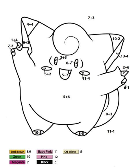 3 Free Pokemon Color By Number Printable Worksheets Math problems for
