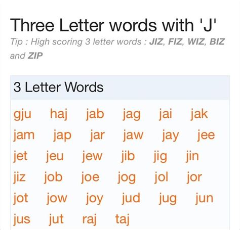 3 Letter Words Starting With J Scrabble