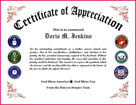 3 Military Appreciation Certificate Templates 18751 FabTemplatez