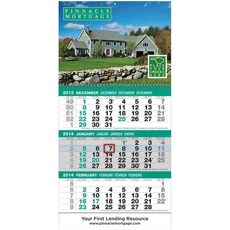 3 Month View Custom Promotional Calendar with B&W Drop Ad, Size 12x24.5