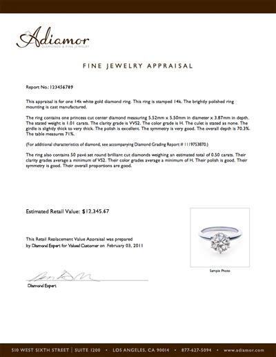 3 Part Jewelers Appraisal Forms