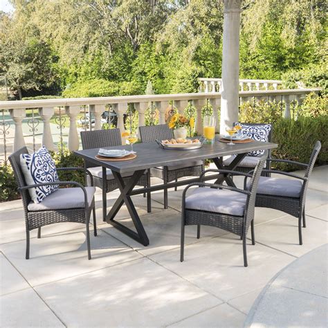 3 Piece Patio Dining Set Poly Rattan Gray Outdoor Furniture Sets