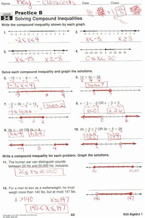 3 Practice Inequalities 6 Compound Answers