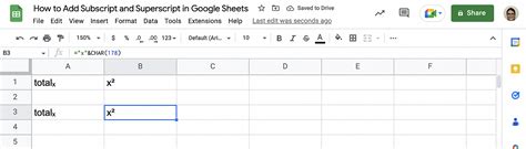 3 Ways to Add Subscript and Superscript Numbers in Google Sheets
