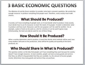 3 Basic Economic Questions