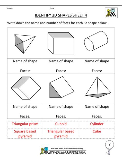 3 D Shapes Worksheets Free Printables 3d Shapes 3rd Grade Worksheet - 3d Shapes 3rd Grade Worksheet