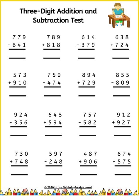 3 Digit Addition And Subtraction Interactive Worksheet Three Digit Addition And Subtraction Worksheets - Three Digit Addition And Subtraction Worksheets