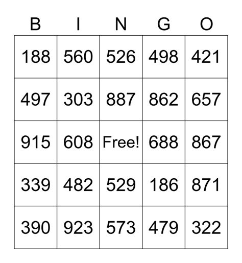 3 digit bingo