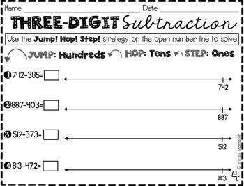 3 Digit Subtraction Open Number Line Strategy Open Number Line Subtraction - Open Number Line Subtraction