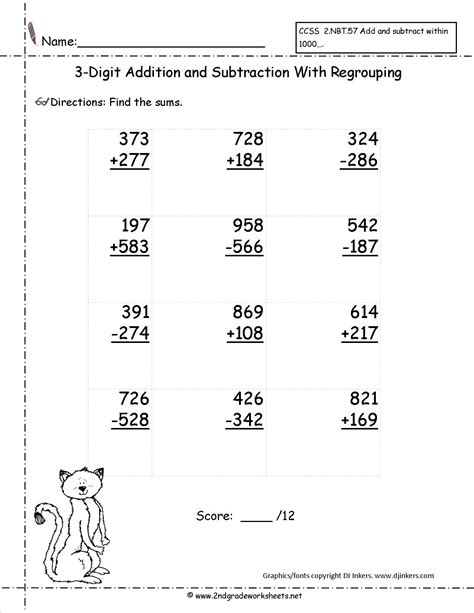 3 Digit Subtraction Worksheets Tutoring Hour Three Digit Subtraction - Three Digit Subtraction