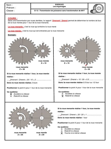 3 Exercice Engrenage