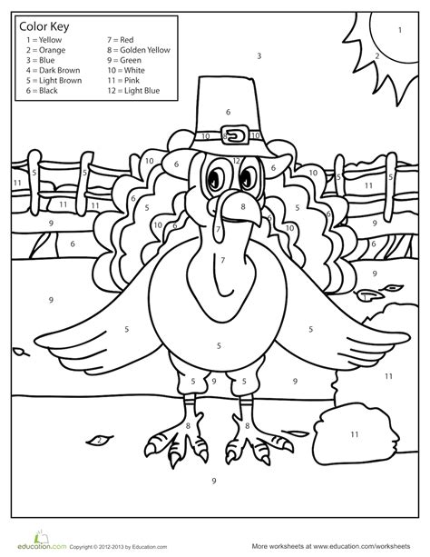 3 Free Thanksgiving Color By Number Printables Color By Number Turkey Preschool - Color By Number Turkey Preschool