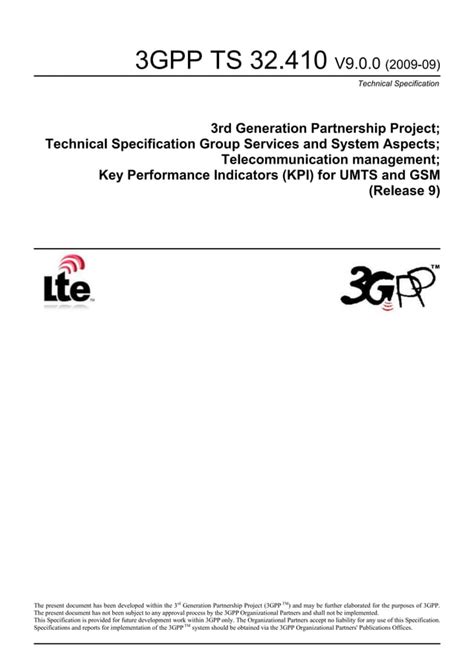 3 gpp key performance indicators (kpi) for umts and gsm release 9