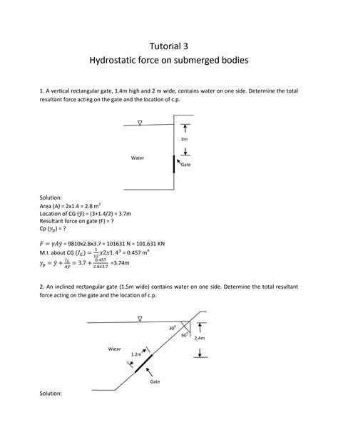 3 Hydrostatic Force Tutorial Solution