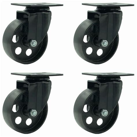 3 inch Metal Swivel Steel Caster No Brake (4 Pack)