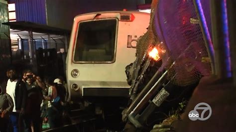 3 injured in collision of BART train, pickup truck