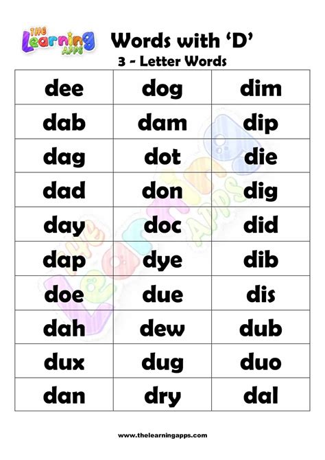 3 Letter Words Starting With D Word Unscrambler 3 Letter Words With D - 3 Letter Words With D