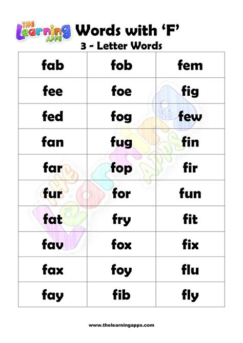 3 Letter Words Starting With F 3 Letter Words Starting With F - 3 Letter Words Starting With F