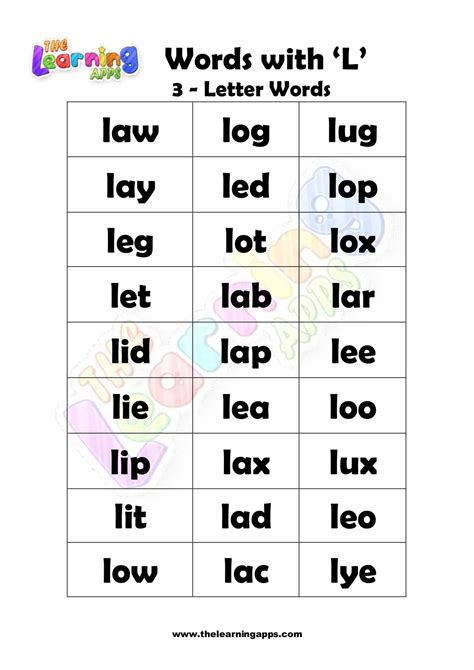 3 Letter Words Starting With L Wordgenerator Org 3 Letter Words With L - 3 Letter Words With L