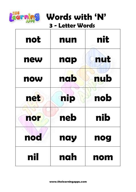 3 Letter Words Starting With N Wordhippo Letter That Start With N - Letter That Start With N