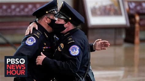 3 police officers who defended the Capitol on Jan. 6 are seen entering DC courthouse for Trump’s arraignment