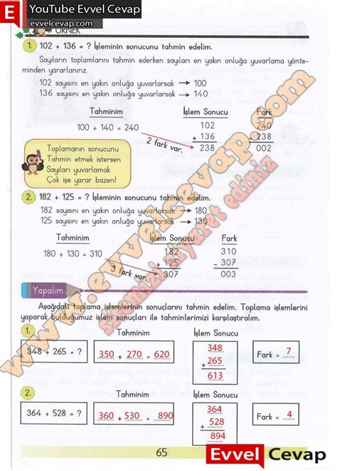 3 sınıf matematik ders kitabı sayfa 65