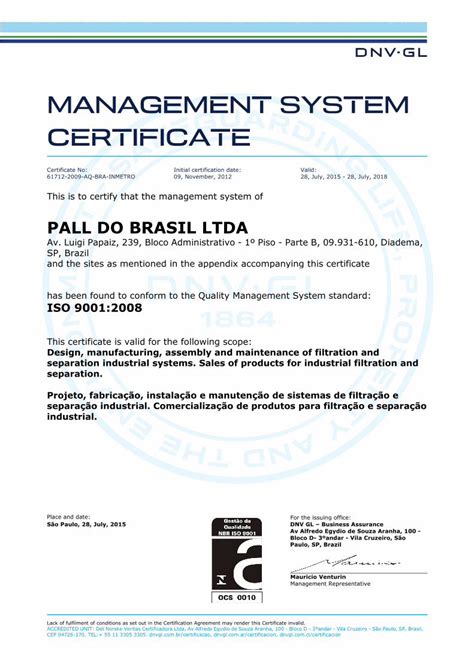 3-A Certificates - Pall