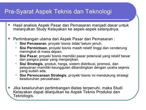 3. ASPEK TEKNIS DAN OPERASI DALAM STUDI KELAYAKAN …