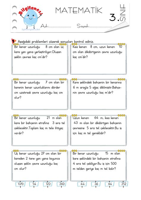 3. Snf Çevre Uzunluğunu Problemleri 2.