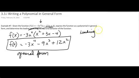 3.3.i Writing a Polynomial in General Form YouTube