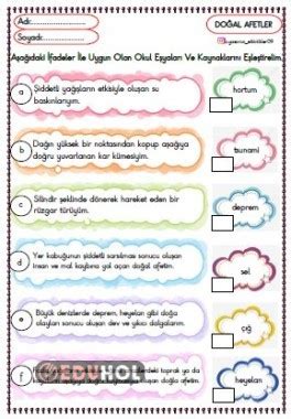 3.Sınıf Doğal Afetler ve Korunma Yolları 3.Sınıf Hayat Bilgisi .