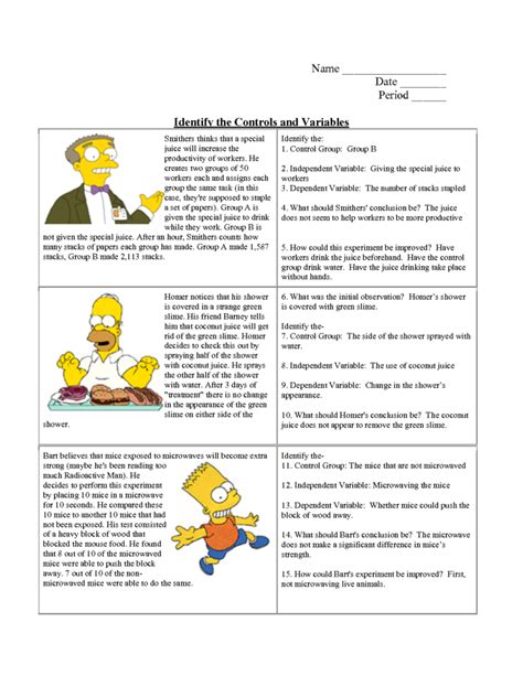 30++ Simpsons Variables Worksheet Answer Key